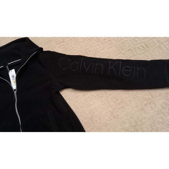 NWT Calvin Klein Jacket Womens Medium Black Performance Fleece - Picture 3 of 8